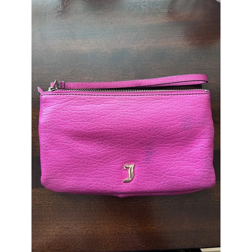 Vintage Juicy Couture Hot Pink Wristlet Clutch Pouch Purse Embellished‎ 